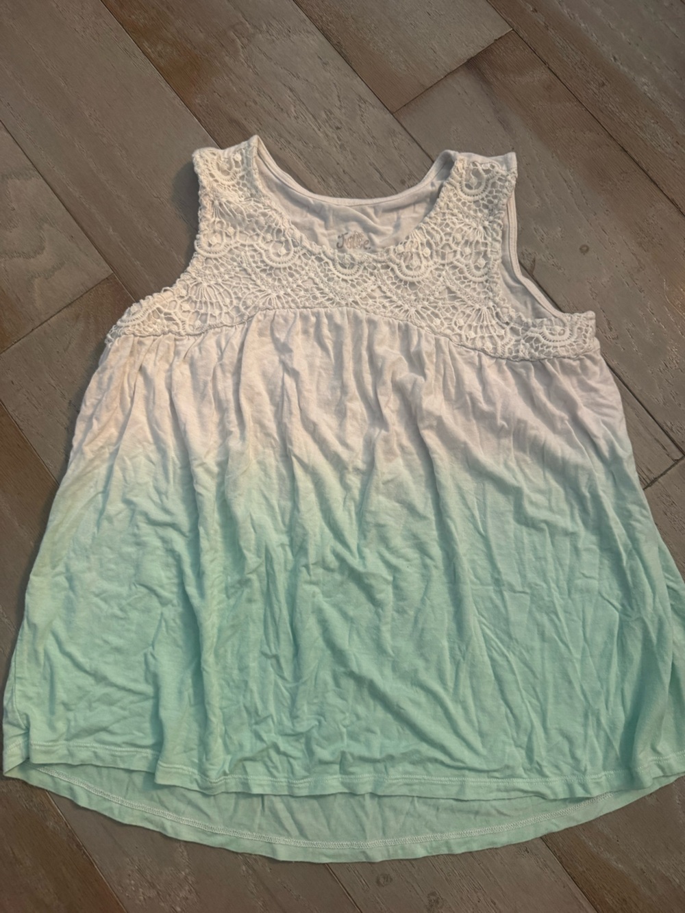 Justice White to Mint Green Ombre Crochet Tank Top